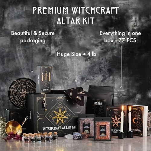 Wyspell Large Witchcraft Kit - 77 PCS - Altar Spell Set - Witchy Gifts
