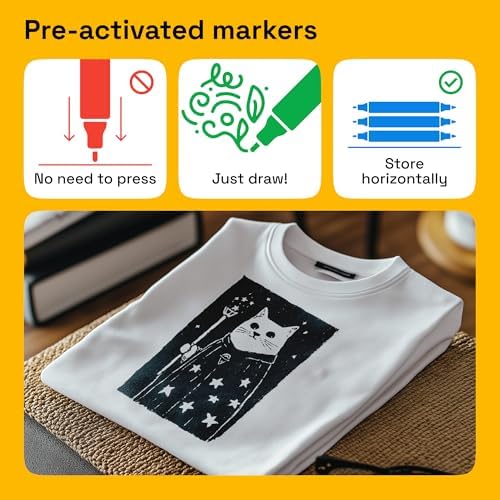 ARTISTRO 5 Black Dual-Tip Fabric Markers Decorating Kit Permanent for Cloth