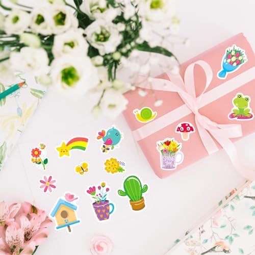 Ozepao 444 Pcs Spring Stickers for Kids, 24 Sheets Spring Garden Stickers Bulk for Water Bottles Gifts Bags Cards Envelopes Decor