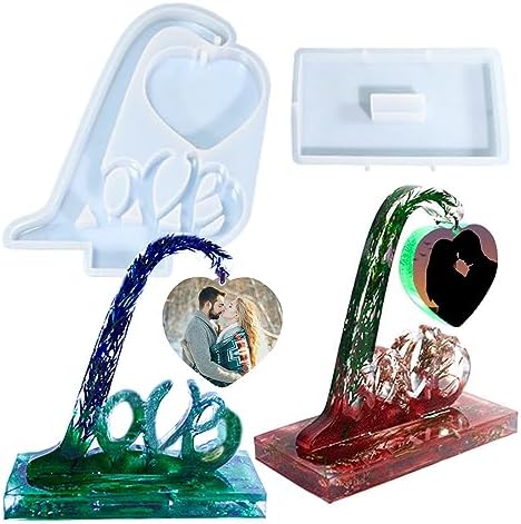 Large Picture Frame Resin Molds, Love Letter Heart Silicone Molds for Epoxy Resin, Unique Heart and Stand Epoxy Casting Mold for DIY Photo Frame Art Craft Table Home Decor Wedding Gifts