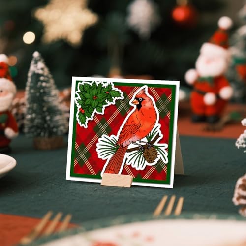 GLOBLELAND Christmas Cardinal Clear Stamps for Cards Making Winter Red Birds Transparent Stamp Mistletoe Silicone Stamps Seal for Christmas DIY Scrapbooking Photo Album Decor
