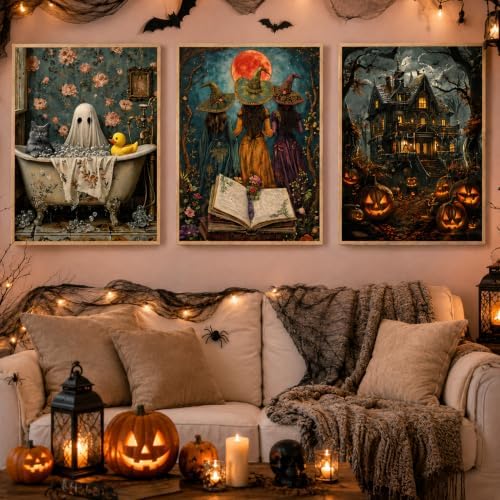 3 Pack Halloween Diamond Art Kits for Adults,Diamond Painting Kits 12x16 In