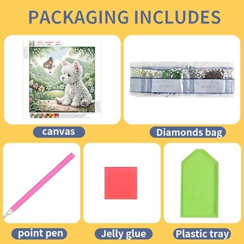 Bloomthread Dog and Butterfly Diamond Painting Kits for Adults – Partial Drill Diamond Art Painting Kits for Holiday Gifts and Home Decor 12x12 Inches (Dog and Butterfly)