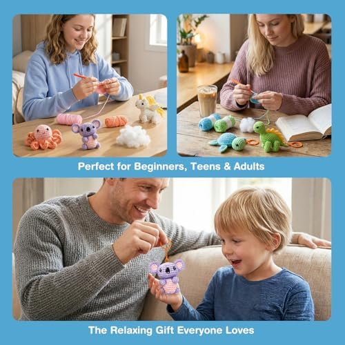 Avenir Crochet Kit for Beginners, Octopus Animal Keychain Craft Set