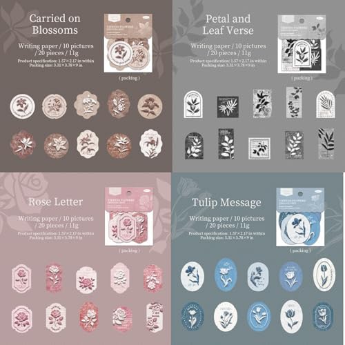 80 Pcs 3D Relief Floral Cardstock Stickers for Scrapbooking