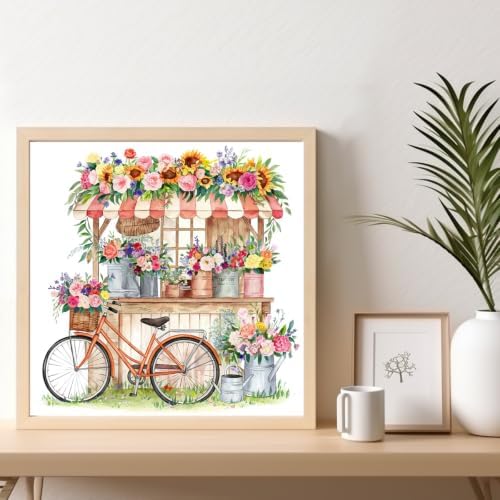 Flower Shop Framed Paint by Numbers Kit for Adults Beginner 10x10 inch