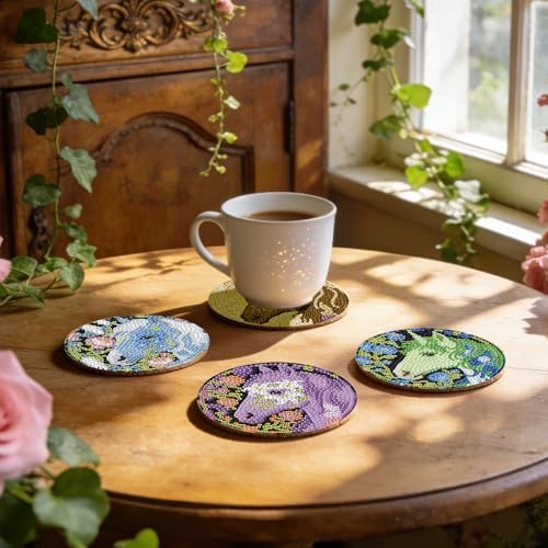 Leatrice Horse Diamond Art Coasters Set Diamond Painting Kits for Adults