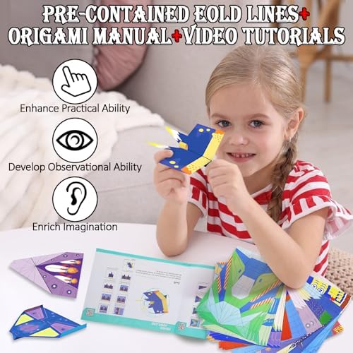 Tumwisk Paper Airplane Kit, 36-Sheet Origami Paper Airplane Book for Teens