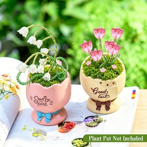 VvLons Beaded Plant Kit, Green Beads for Beaded Plants
