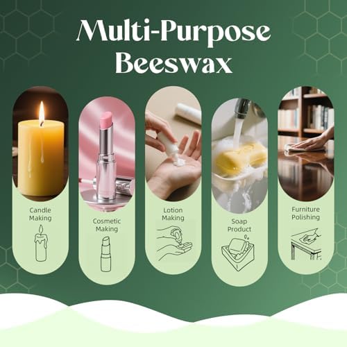 NORVENCE Beeswax Pellets 5LB/10LB/20LB, Pure & Natural White Beeswax for Candle Making, DIY Skin Care, Lip Balm, Soap, Lotion, Creams & Wood Polishing – 5LB