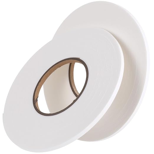 Tatuo 2 Rolls Double Sided Foam Tape for Mounting,1/4 Inch by 33 Feet,White