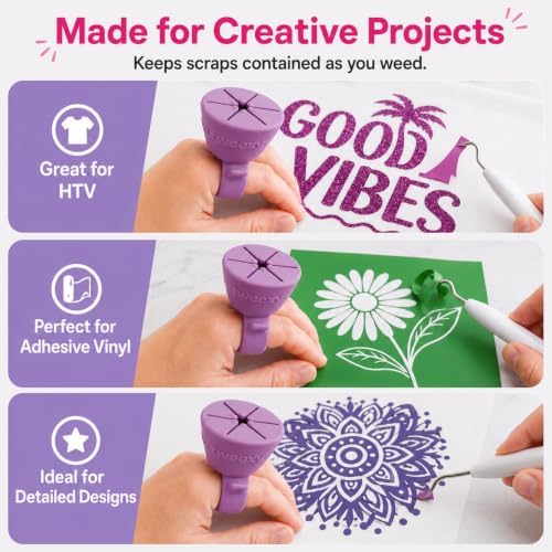 tweexy Wearable Vinyl Weeding Scrap Collector Ring for HTV Crafts – Lavender