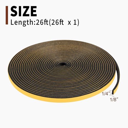 Yotache Foam Seal Tape 1/4" W X 1/8" T, 26 Ft Length