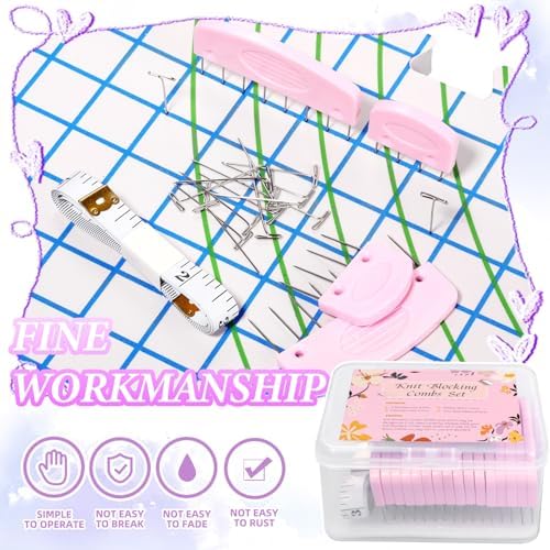 120 Pcs Knit Blocking Combs and Pins Set for Blocking Knitting Crochet