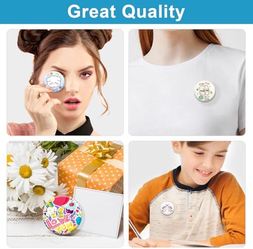 KUNTAERY 200Set 1.26 Inch Button Maker Supplies, 32mm Button Supplies Parts, Approx. 1.25 Inch Metal Blank Badge Parts with Blank Paper for Maker Machine Pin Maker Press