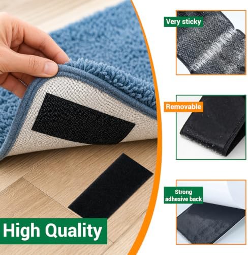 18 Sets - 2x4 inch Hook and Loop Tape Strips with Adhesive, Nylon, Black