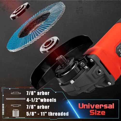 SHALL 4-1/2 Inch 11000 RPM Angle Grinder 4Amp with 2 Guards, 3 Cutting Discs, 3 Grinding Wheel, Non-Slip Handle, Wrench and Carbon Brush for Metal and Wood