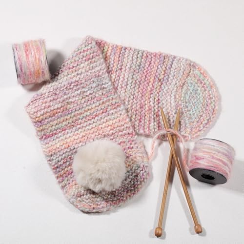 Artisanal Yarn Collection Multifiber Fancy Yarn for Knitting Crocheting Crafts DIY, Set of 3 Rolls(112 Candy Floss Carnival)