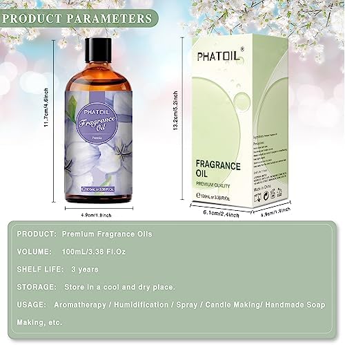 PHATOIL 3.38FL.OZ Freesia Fragrance Oils for Aromatherapy, Essential Oils for Diffusers for Home, Perfect for Diffuser, DIY Candle and Soap Making, DIY Scented Products - 100ml | Long Lasting Scented Oils For Humidifier, Air Freshener, DIY Soap Candle,...
