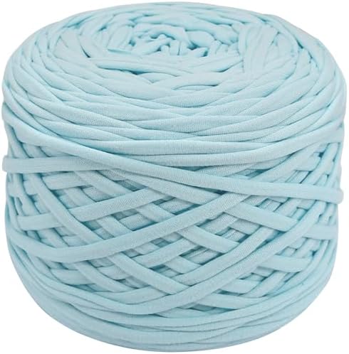 400g T-Shirt Yarn, 130 Yards Elastic Fabric Crochet DIY Aqua Blue