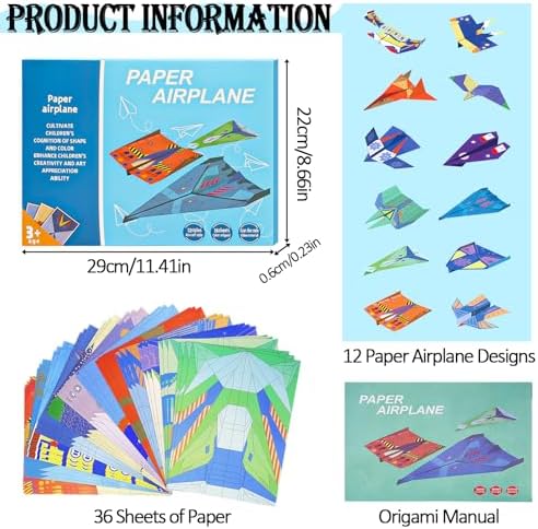 Tumwisk Paper Airplane Kit, 36-Sheet Origami Paper Airplane Book for Teens