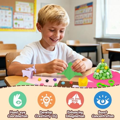 hapray 500 Colored Origami Paper 6x6 & 1350 Star Origami, Crafts for Kids