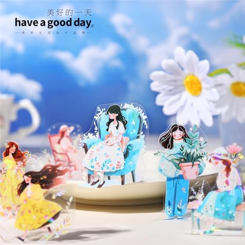 Alideco 6pcs Decorative Adhesive Tapes Shell Light Maiden PET Tape Great for Bullet Journal Supplies, Arts, Scrapbook, DIY Crafts, Planners (chuntianriji)