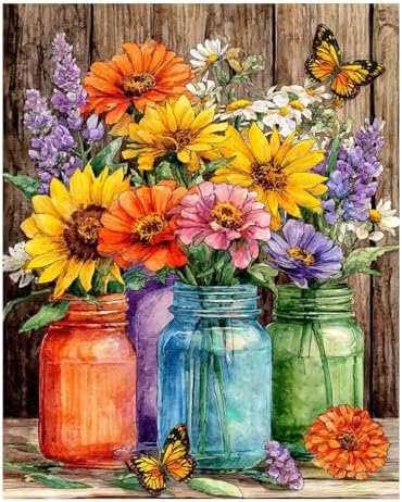 Reivworl Flowers Paint by Numbers Kit for Adults, Flowers Paint by Number for Adults Beginners, Painting by Number Kits for Gifts and Wall Decor 16x20Inch
