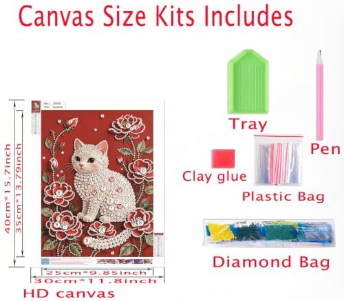 5D Cat Diamond Pearl Painting Kits for Adults,Diamond Art Kits 12 X16 In