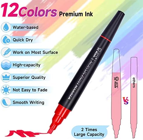 LET'S RESIN 12 Colors Acrylic Paint Markers with 3 Tips Multi-Purpose
