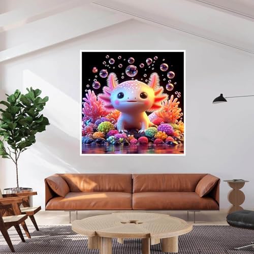 Dugsmgd Pink Axolotl Diamond Art Kits for Adults, Diamond Painting 12x12 in