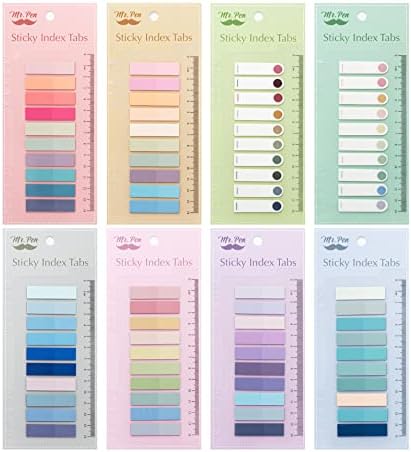 Mr. Pen- Colorful Sticky Tabs, 8 Sets, 1600 pcs, Morandi and Vintage