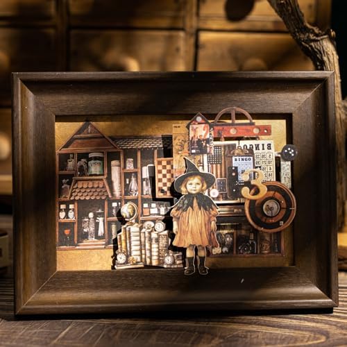 60PCS Retro Cabinet Cardstock Stickers Set, Vintage Drawer and Shelf Scene Designs – Peel and Stick Decorative Cards for Scrapbook Journal Junk Journal Collage Albums and Frames