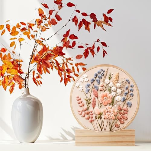 Chunful 6 Pcs Embroidery Hoop Display Stand Wooden Embroidery Frames Holder 2 Tier Groove Cross Stitch Hoop Stand Base Accessories for Display Works Home Exhibition Decor(5.31" X 1.3" X 1.5")