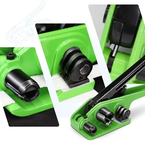 Heavy Duty Banding Strapping kit Contain 3/4"x 330' Woven Cord Packaging Straps & 100 Metal Wire Buckles 100 Plastic Edge Protectors Tensioner with Cutter Tool Glove