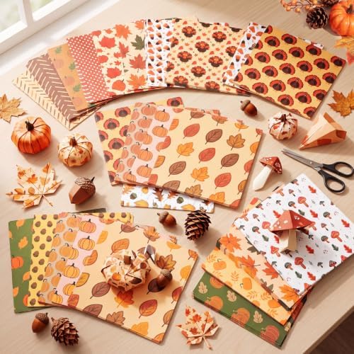 Harloon 500 Sheets Fall Origami Paper, 20 Styles 6x6 Inch