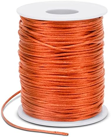 1.5mm Nylon Cord 328 Feet Satin Cord Nylon String for Bracelets, Bracelet Thread Bead String for Jewelry Making, Necklace, Chinese Knotting, Beading, DIY Crafts (Orange)