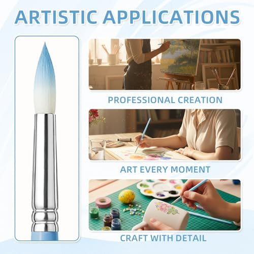 12 Pcs Round Professional Artist Watercolor Paint Brush Set, Blue