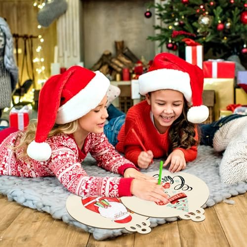 Large Size 12" Wooden Ball Ornaments to Paint, Wooden DIY Bell Blank Unfinished Christmas Door Sign Wreath Door Hanging Sign Plaque Crafts Hanging Winter New Year Decorations 3PCS