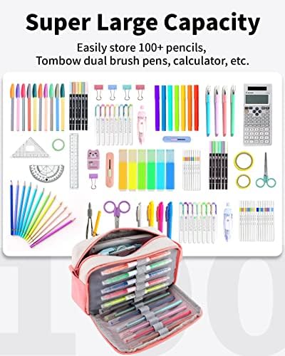 Sooez Big Capacity Pencil Case, Upgraded Canvas Pencil Pouch Large Pencil