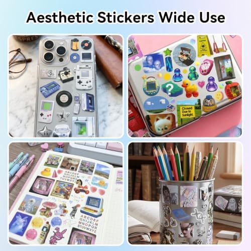 60 Sheets 1500+ Pcs Vintage Cyber Y2K Stickers Book for Journal Scrapbook