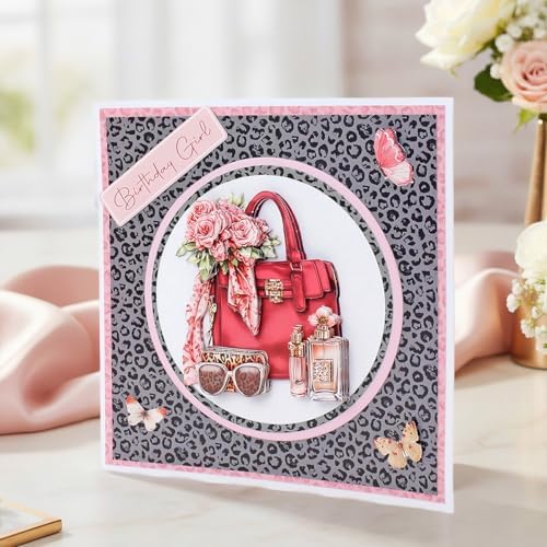 Katy Sue Rose Couture Die Cut Decoupage Card Making Kit with Embellishments. 10 Pre-Cut Sheets for 3D Card Toppers, Scrapbooking and Craft Projects