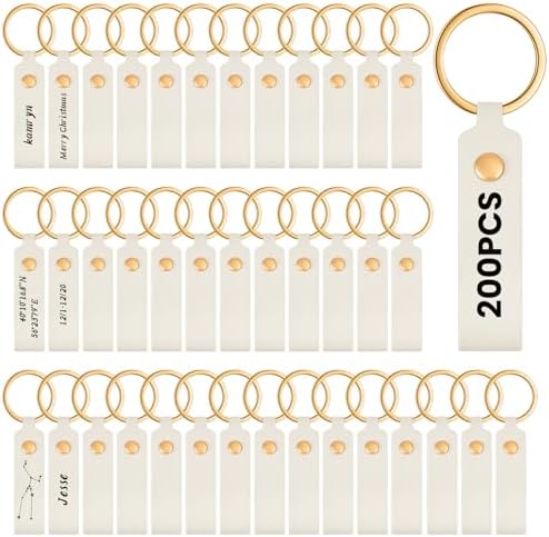 Wavyknot 200 Pcs Leather Keychain Blanks, 3.7 x 0.7 Inches, Ivory White