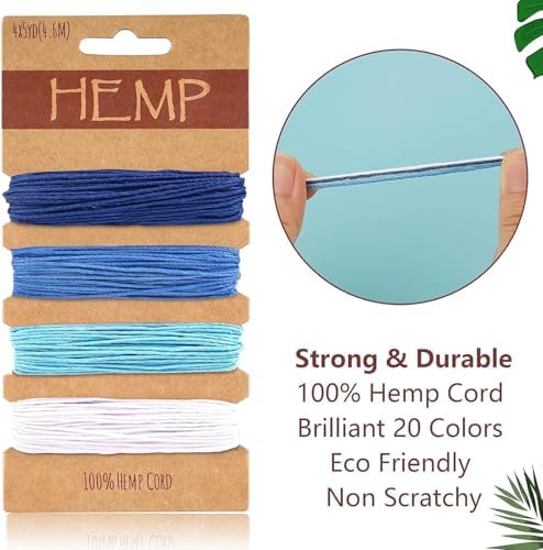 80 Colors Thread Cord for Jewelry Making - Natural Hemp Cord for Bracelets 1mm, Bright Flax String Cord, Colorful Twine Cord Rope String, for Handmade Craft Keychains Making Accessories