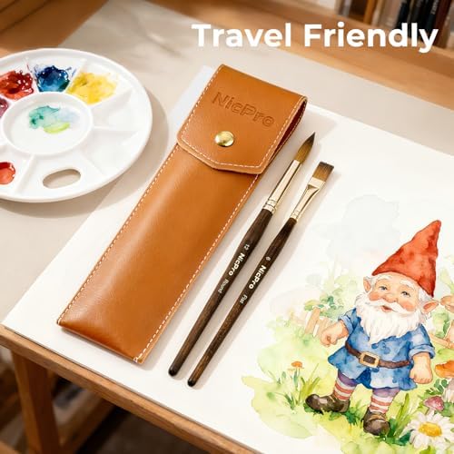 Nicpro 6Pcs Travel Watercolor Brushes Set, Professional Paint Brush