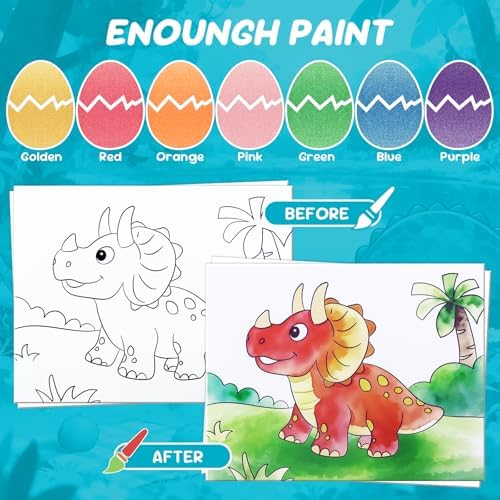 CHICAUP Paint with Water Coloring Books for Kids, Mess Free Watercolor Painting Kit Painting Activity for Kids Ages 3-5 4-8, Arts Crafts Drawing Gift Toy for Boy Girl