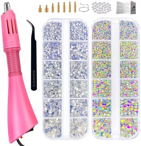 Hotfix Rhinestones Bedazzling Kit,Iron-on Hot Fix Applicator Setter Tool with Rhinestones,Hot Fixed Wand for Clothes Clothing Fabric Crafts,Crystal