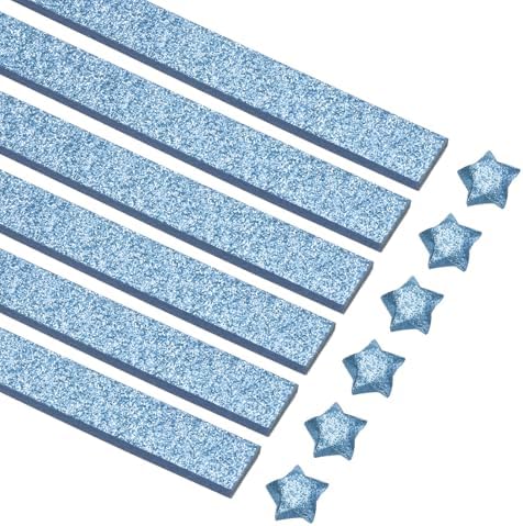 MECCANIXITY 360 Sheets Origami Paper Glitter Stars Papers Blue Fold Paper for Beginner Arts Crafts Projects,0.4 x 9.3 Inch