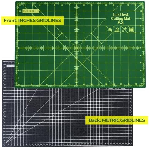 Self Healing Cutting Mat 12 x 18 in, A3 Double Sided 5-Ply Rotary Cutting Mat for Sewing, Quilting, Crafts and Fabric, Durable Craft Cutting Board with Grid for Scrapbooking and Hobby Projects
