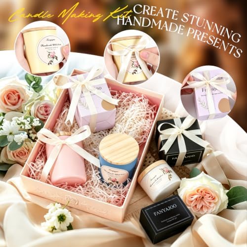 Fanyajoo Candle Making Kit,Candle Making Kit for Adults & Beginners–1200g Soy Wax，Digital Wax Melting Pot, Floral Candle Molds, Gift Boxes,Complete DIY Set，Perfect for Home Crafts & Giftin